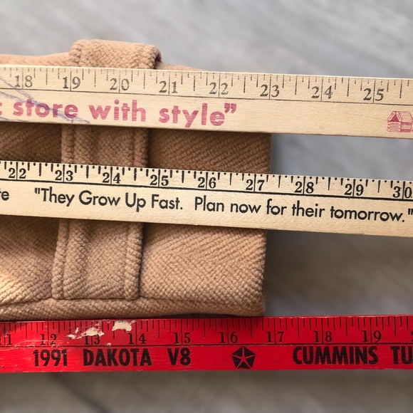 Vintage LL Bean Tan Wool Hooded Toggle Insulated Coat Size Small - Picture 12 of 12